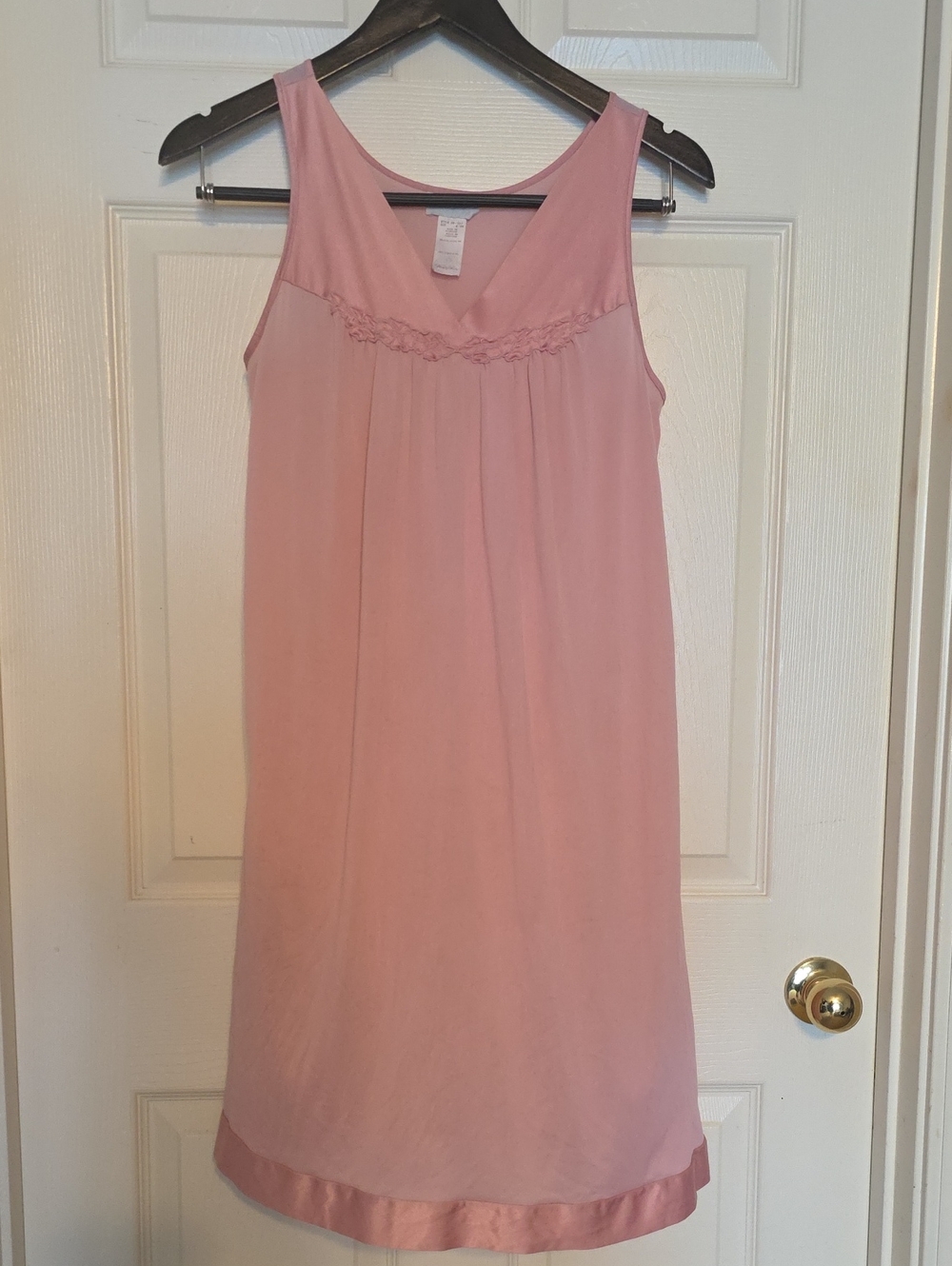 Vanity Fair Pink Sleeveless Sleep Chemise with Satin Hem